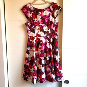 Nordstrom Floral A-line Cocktail Dress, Medium